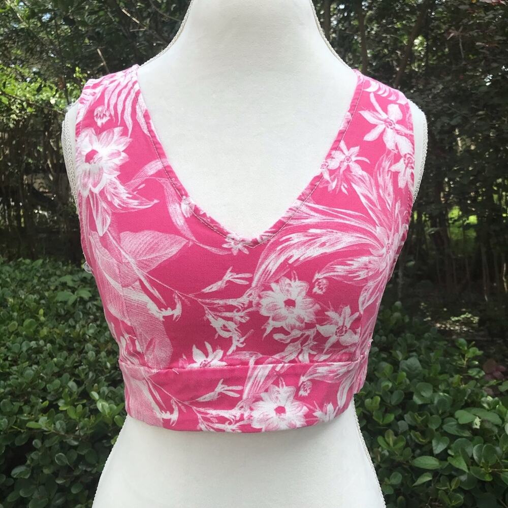 Zara Trafaluc tropical denim crop top